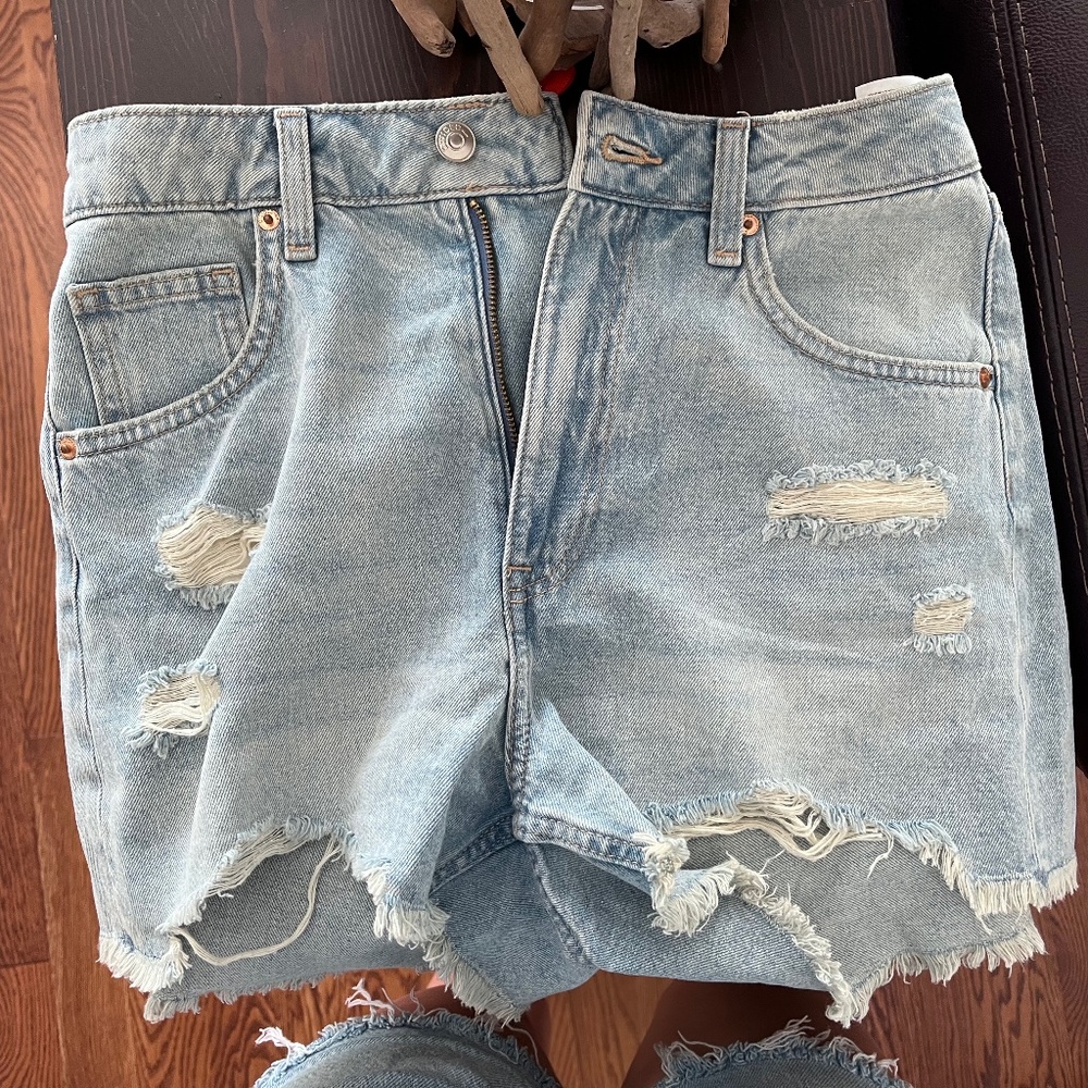 High waist denim short